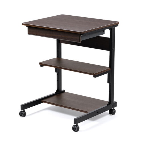 パソコンデスク（幅55cm・省スペース・テレワーク・在宅勤務・収納棚・ラック・勉強机・ゴムキャスター・ブラウン）