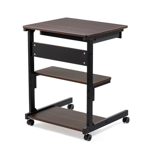 パソコンデスク（幅55cm・省スペース・テレワーク・在宅勤務・収納棚・ラック・勉強机・ゴムキャスター・ブラウン）