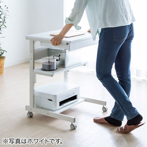 パソコンデスク（幅55cm・省スペース・テレワーク・在宅勤務・収納棚・ラック・勉強机・ゴムキャスター・ブラウン）