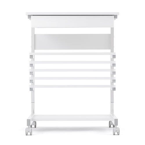 パソコンデスク（幅55cm・省スペース・テレワーク・在宅勤務・収納棚・ラック・勉強机・ゴムキャスター・ホワイト）