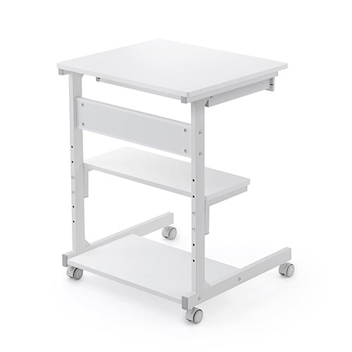 パソコンデスク（幅55cm・省スペース・テレワーク・在宅勤務・収納棚・ラック・勉強机・ゴムキャスター・ホワイト）