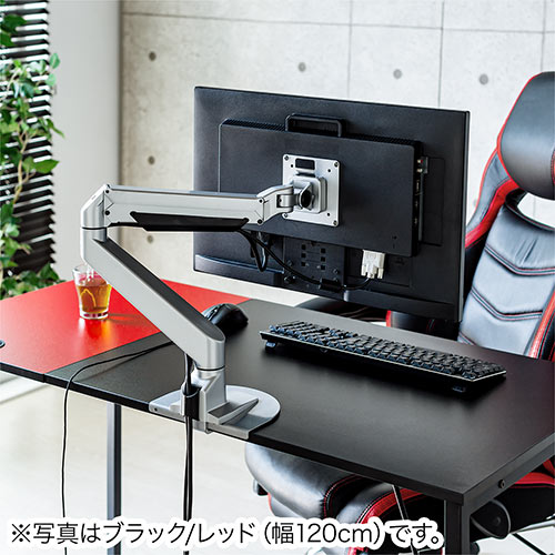 シンプルワークデスク（木目×ホワイト 幅100cm 奥行60cm テレワーク ケーブル通し付き モニターアーム取付対応）