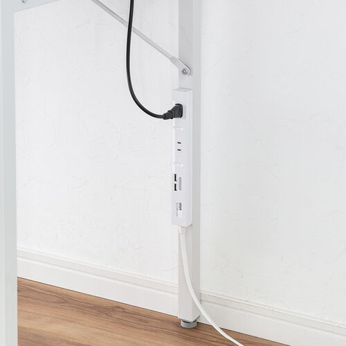 ワークデスク（ライトブラウン×ホワイト・幅160cm・奥行60cm・ミーティングテーブル・ケーブルトレー付き・モニターアーム取付対応・組立簡単）