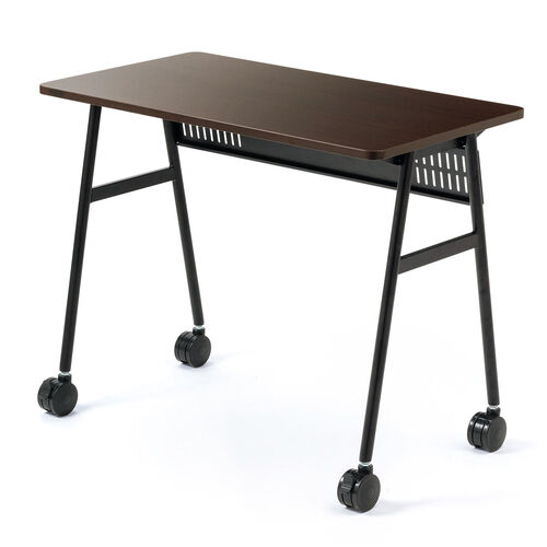 キャスター付きデスク（大型キャスター・軽量設計・モニターアーム対応・幅90cm・奥行50cm・木目）