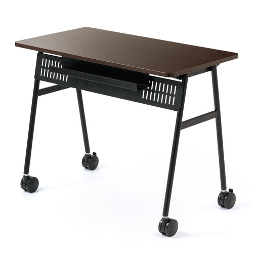 キャスター付きデスク（大型キャスター・軽量設計・モニターアーム対応・幅90cm・奥行50cm・木目）