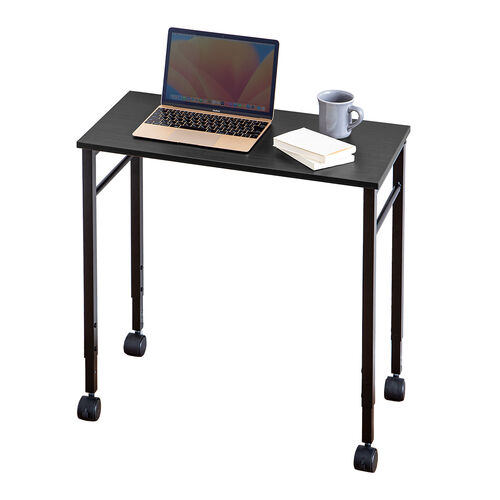 キャスター付きサブデスク（脇机・パソコンデスク・作業台・高さ調節可能・幅70cm・奥行35cm・高さ64cm/70cm・ブラック）