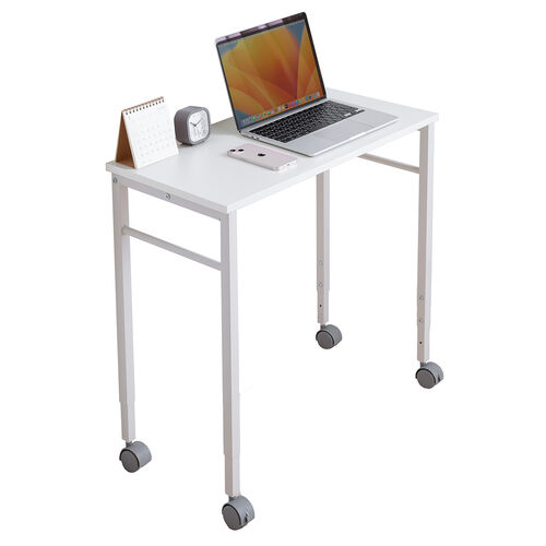 キャスター付きサブデスク（脇机・パソコンデスク・作業台・高さ調節可能・幅70cm・奥行35cm・高さ64cm/70cm・ホワイト）