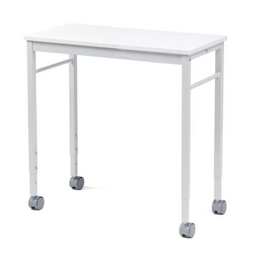 キャスター付きサブデスク（脇机・パソコンデスク・作業台・高さ調節可能・幅70cm・奥行35cm・高さ64cm/70cm・ホワイト）
