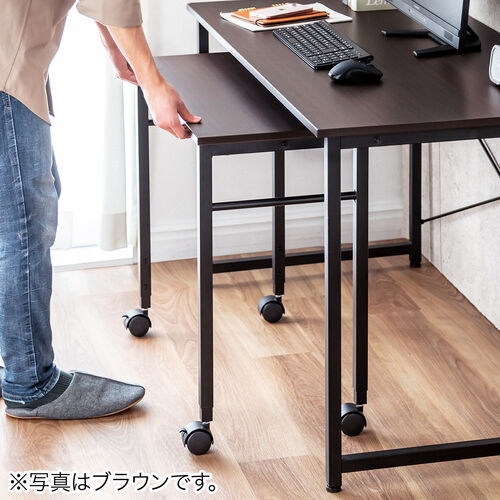 キャスター付きサブデスク（脇机・パソコンデスク・作業台・高さ調節可能・幅70cm・奥行35cm・高さ64cm/70cm・ホワイト）
