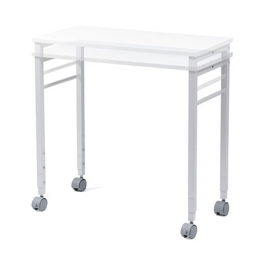 キャスター付きサブデスク（脇机・パソコンデスク・作業台・高さ調節可能・幅70cm・奥行35cm・高さ64cm/70cm・ホワイト）