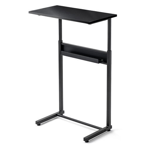 サブテーブル（拡張テーブル・モニター台・プリンタ台・ケーブルトレイ付き・シンプルワークデスク向け・ブラック）