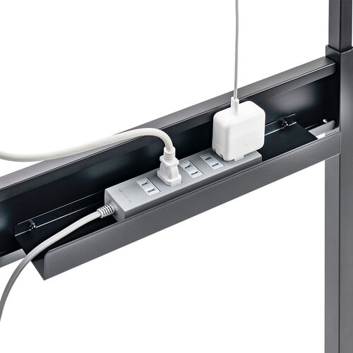 サブテーブル（拡張テーブル・モニター台・プリンタ台・ケーブルトレイ付き・シンプルワークデスク向け・ブラック）