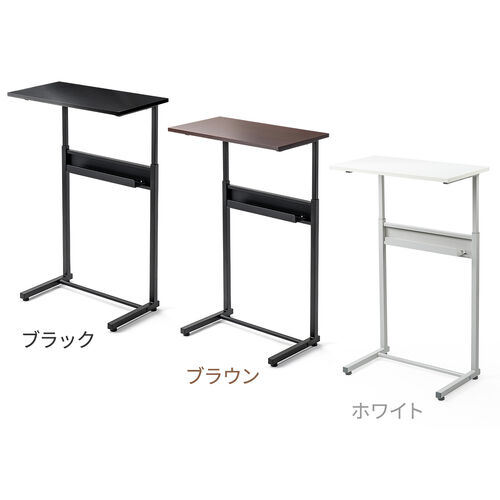 サブテーブル（拡張テーブル・モニター台・プリンタ台・ケーブルトレイ付き・シンプルワークデスク向け・ブラック）