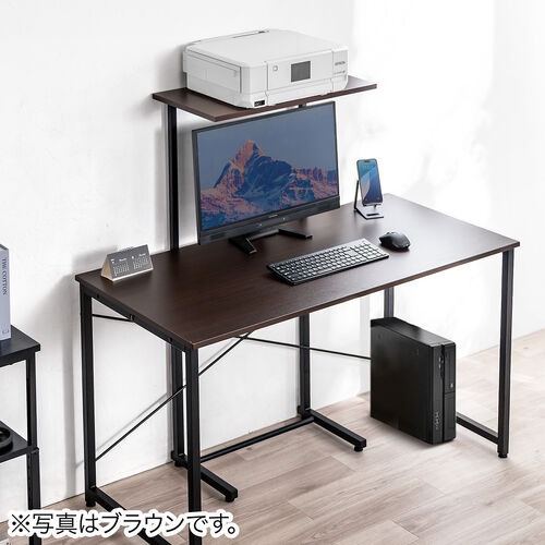 サブテーブル（拡張テーブル・モニター台・プリンタ台・ケーブルトレイ付き・シンプルワークデスク向け・ホワイト）