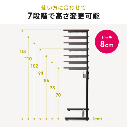 サブテーブル（拡張テーブル・モニター台・プリンタ台・ケーブルトレイ付き・シンプルワークデスク向け・ホワイト）