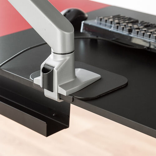 シンプルデスク（ツートンデスク・幅120cm・奥行60cm・8段階高さ変更可能・高さ57～78cm・クランプ対応・アジャスタ・平机・ブラック・レッド）