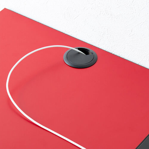 シンプルデスク（ツートンデスク・幅120cm・奥行60cm・8段階高さ変更可能・高さ57～78cm・クランプ対応・アジャスタ・平机・ブラック・レッド）