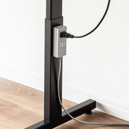 シンプルデスク（ツートンデスク・幅120cm・奥行60cm・8段階高さ変更可能・高さ57～78cm・クランプ対応・アジャスタ・平机・ブラック・レッド）