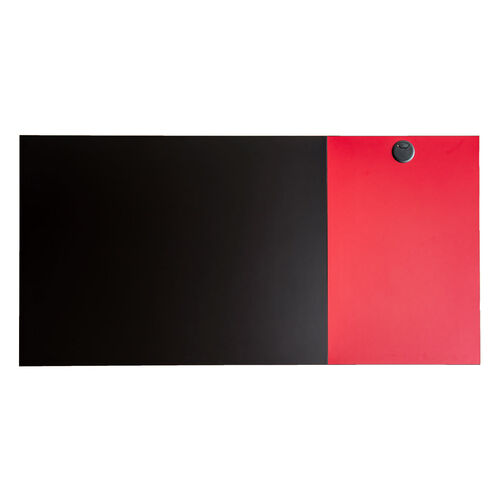 シンプルデスク（ツートンデスク・幅120cm・奥行60cm・8段階高さ変更可能・高さ57～78cm・クランプ対応・アジャスタ・平机・ブラック・レッド）