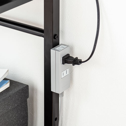 シェルフ（収納棚・オープンラック・シェルフラック・上下分割・シンプルデスク・フック付き・幅60cm・奥行き30cm・ブラック）