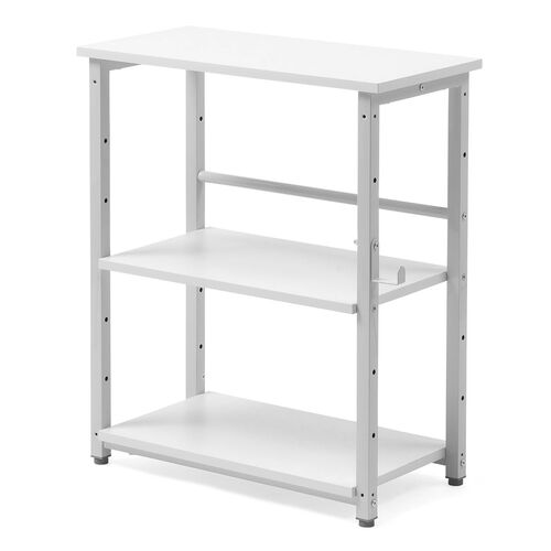 シェルフ（収納棚・オープンラック・シェルフラック・上下分割・シンプルデスク・フック付き・幅60cm・奥行き30cm・ホワイト）