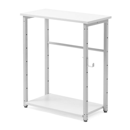 シェルフ（収納棚・オープンラック・シェルフラック・上下分割・シンプルデスク・フック付き・幅60cm・奥行き30cm・ホワイト）