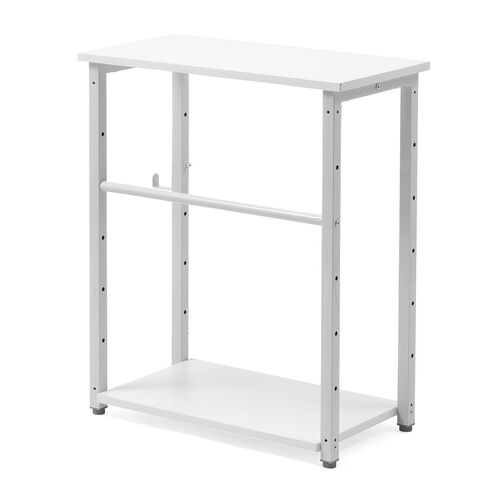 シェルフ（収納棚・オープンラック・シェルフラック・上下分割・シンプルデスク・フック付き・幅60cm・奥行き30cm・ホワイト）