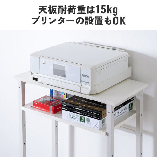 シェルフ（収納棚・オープンラック・シェルフラック・上下分割・シンプルデスク・フック付き・幅60cm・奥行き30cm・ホワイト）