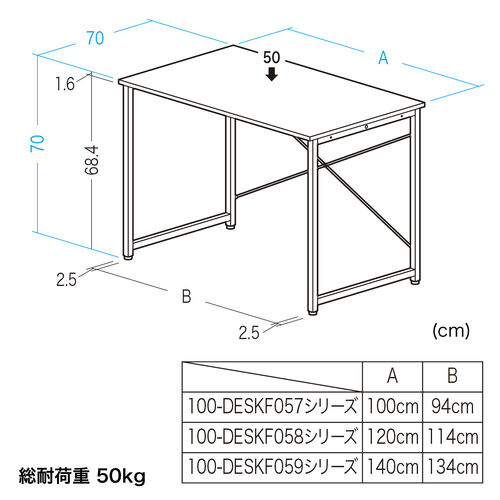 シンプルデスク（ワークデスク・平机・幅120cm・奥行70cm・モニターアーム対応・ホワイト ）