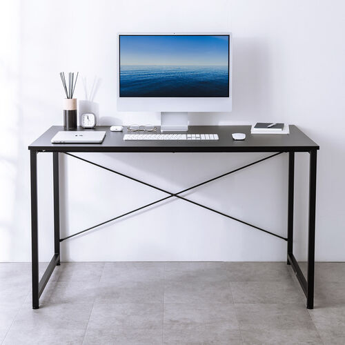 シンプルデスク（ワークデスク・平机・幅140cm・奥行70cm・モニターアーム対応・ブラック）