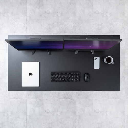 シンプルデスク（ワークデスク・平机・幅140cm・奥行70cm・モニターアーム対応・ブラック）