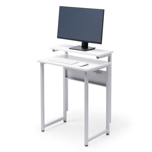 パソコンデスク（3WAYパソコンラック・サブテーブル付き・幅60cm・奥行40cm・総耐荷重30kg・コンパクト・オフィス・会議室・ワークデスク・ホワイト）