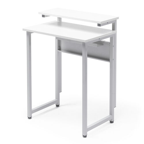 パソコンデスク（3WAYパソコンラック・サブテーブル付き・幅60cm・奥行40cm・総耐荷重30kg・コンパクト・オフィス・会議室・ワークデスク・ホワイト）