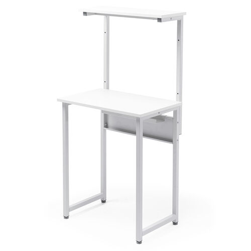 パソコンデスク（3WAYパソコンラック・サブテーブル付き・幅60cm・奥行40cm・総耐荷重30kg・コンパクト・オフィス・会議室・ワークデスク・ホワイト）