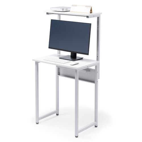 パソコンデスク（3WAYパソコンラック・サブテーブル付き・幅60cm・奥行40cm・総耐荷重30kg・コンパクト・オフィス・会議室・ワークデスク・ホワイト）