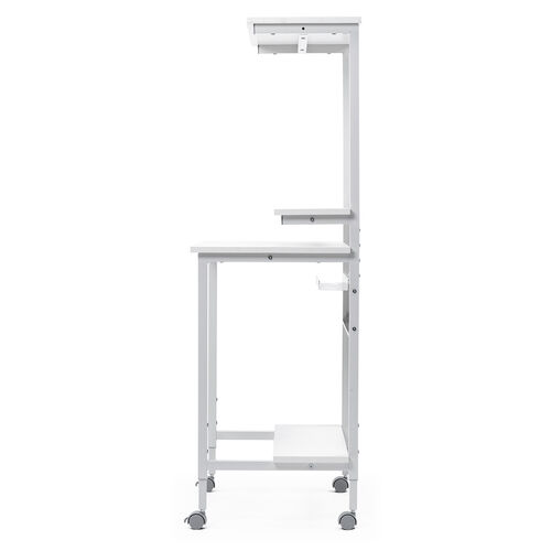 パソコンデスク（パソコンラック・ワークデスク・コンパクト・棚板3枚・収納・シンプルデスク・オフィス・会議室・キャスター付き・横幅約60cm・総耐荷重最大46kg・サブテーブル付・ホワイト）