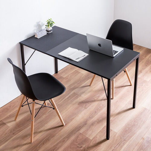 デザインデスク（パソコンデスク・ワークデスク・作業台・大理石調・幅120cm・奥行60cm・ブラック）