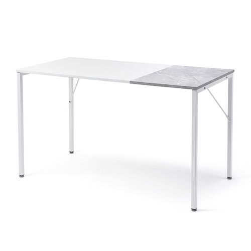 デザインデスク（パソコンデスク・ワークデスク・作業台・大理石調・幅120cm・奥行60cm・ホワイト）