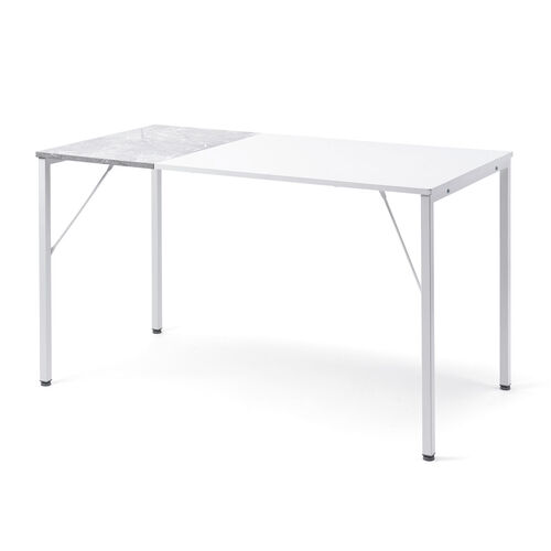 デザインデスク（パソコンデスク・ワークデスク・作業台・大理石調・幅120cm・奥行60cm・ホワイト）