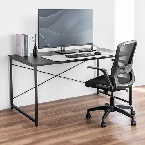 シンプルデスク（ワークデスク・机・幅140cm・奥行80cm・モニターアーム対応・ブラック）