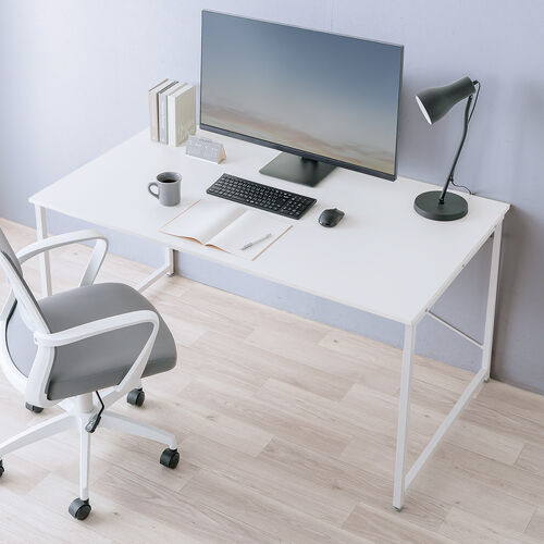 シンプルデスク（ワークデスク・机・幅140cm・奥行80cm・モニターアーム対応・ホワイト）