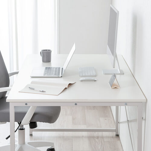 シンプルデスク（ワークデスク・机・幅140cm・奥行80cm・モニターアーム対応・ホワイト）