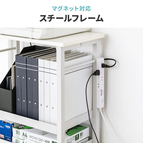 デスクワゴン（トレイワゴン・オープンラック・シェルフラック・デスク下収納・収納棚・可変棚・幅60cm・奥行30cm・高さ61cm・ホワイト）
