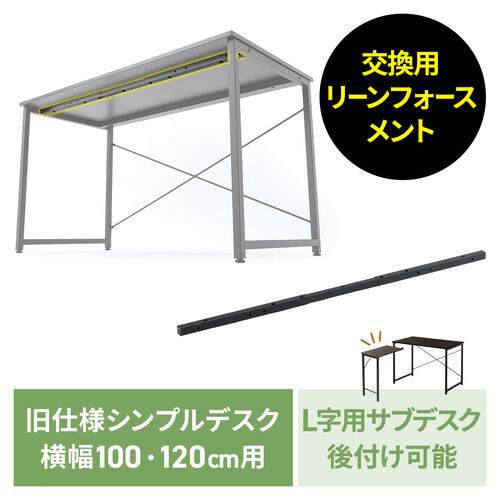 交換用リーンフォースメント（シンプルデスク専用・デスク幅100/120cm対応・ブラック）