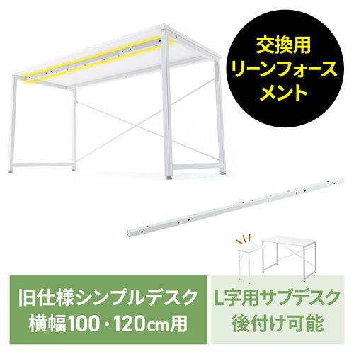 交換用リーンフォースメント（シンプルデスク専用・デスク幅100/120cm対応・ホワイト）