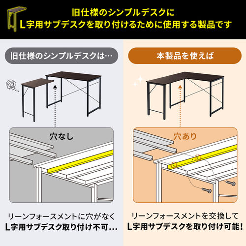 交換用リーンフォースメント（シンプルデスク専用・デスク幅140/160/180cm対応・ブラック）