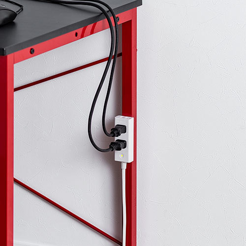 ゲーミングデスク(シンプルデスク・平机・パソコンデスク・横幅120cm・奥行60cm・カーボン調天板・レッドフレーム）