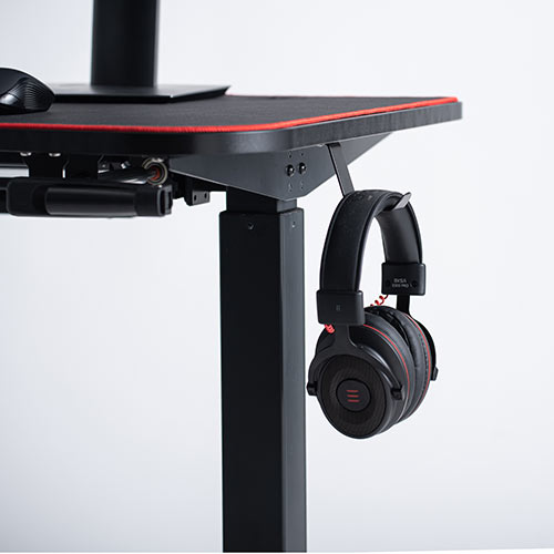ゲーミングデスク（上下昇降・平机・eスポーツ・デスクマット・ドリンクホルダー・ヘッドホン掛け・タップ受け付き）