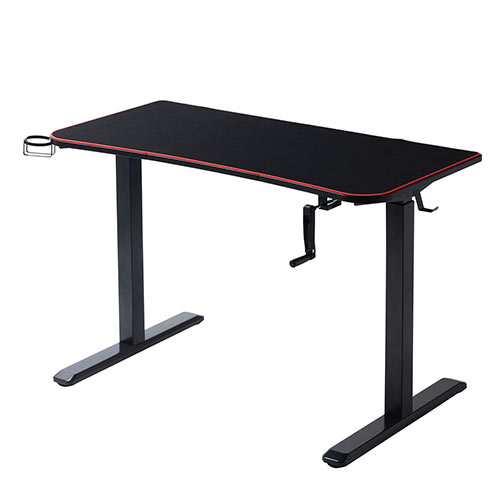 ゲーミングデスク（上下昇降・平机・eスポーツ・デスクマット・ドリンクホルダー・ヘッドホン掛け・タップ受け付き）