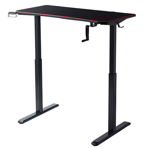 ゲーミングデスク（上下昇降・平机・eスポーツ・デスクマット・ドリンクホルダー・ヘッドホン掛け・タップ受け付き）